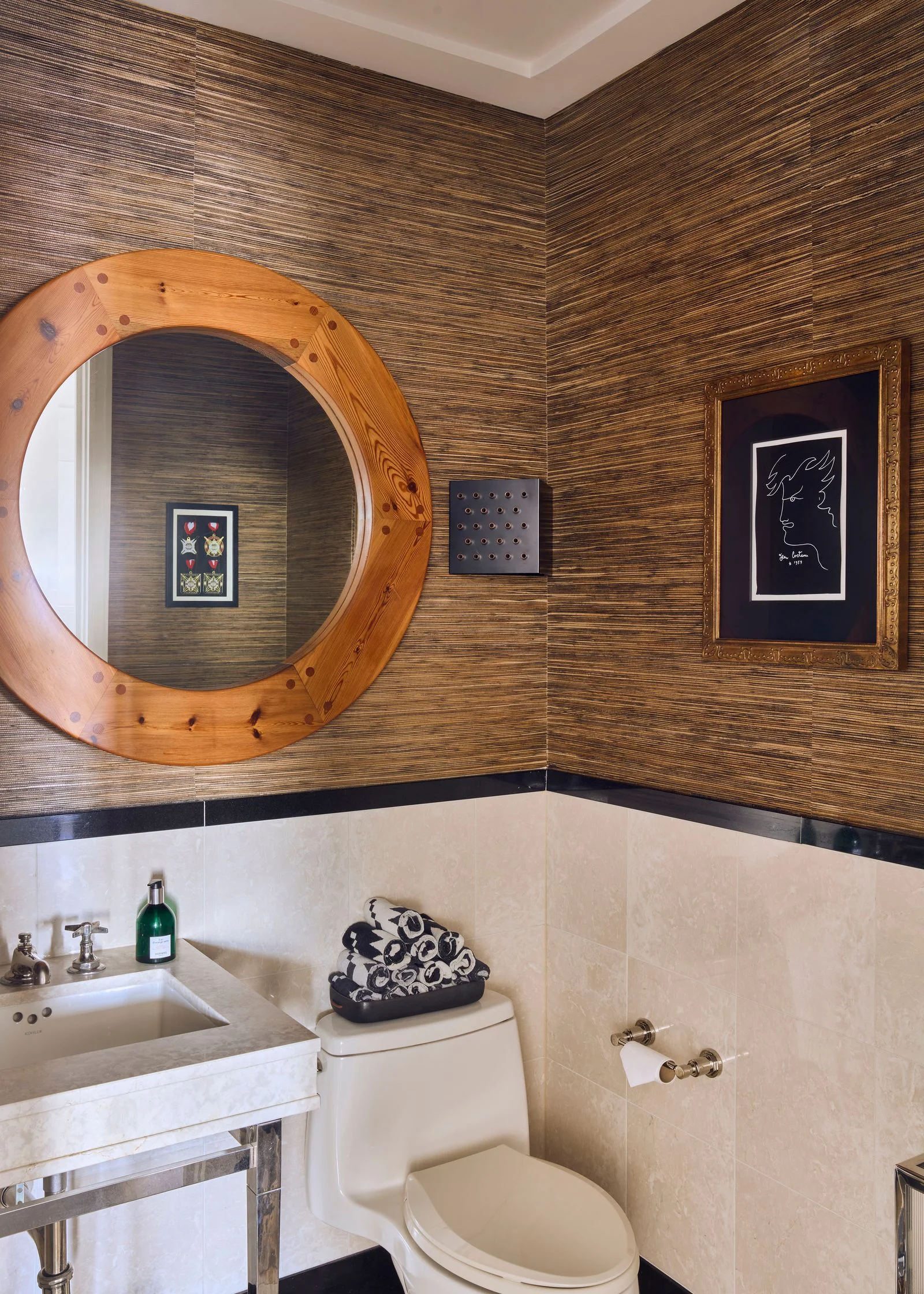 Image may contain Indoors Interior Design Hardwood Stained Wood Wood Sink Wood Panels Bathroom Room and Toilet