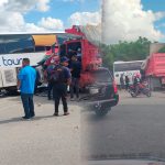 Accidente entre camión y autobús turístico provoca caos en carretera Uvero Alto–Miches
